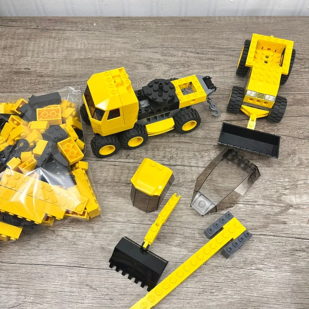 LEGO City Construction Vehicle Lot Yellow Black Trucks Crane Bricks Mixed Bulk
